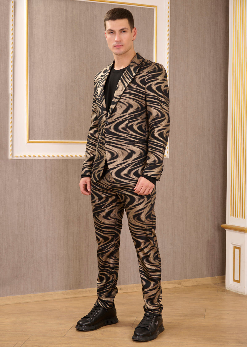 Black Gold Swirl 2-Pcs Suit