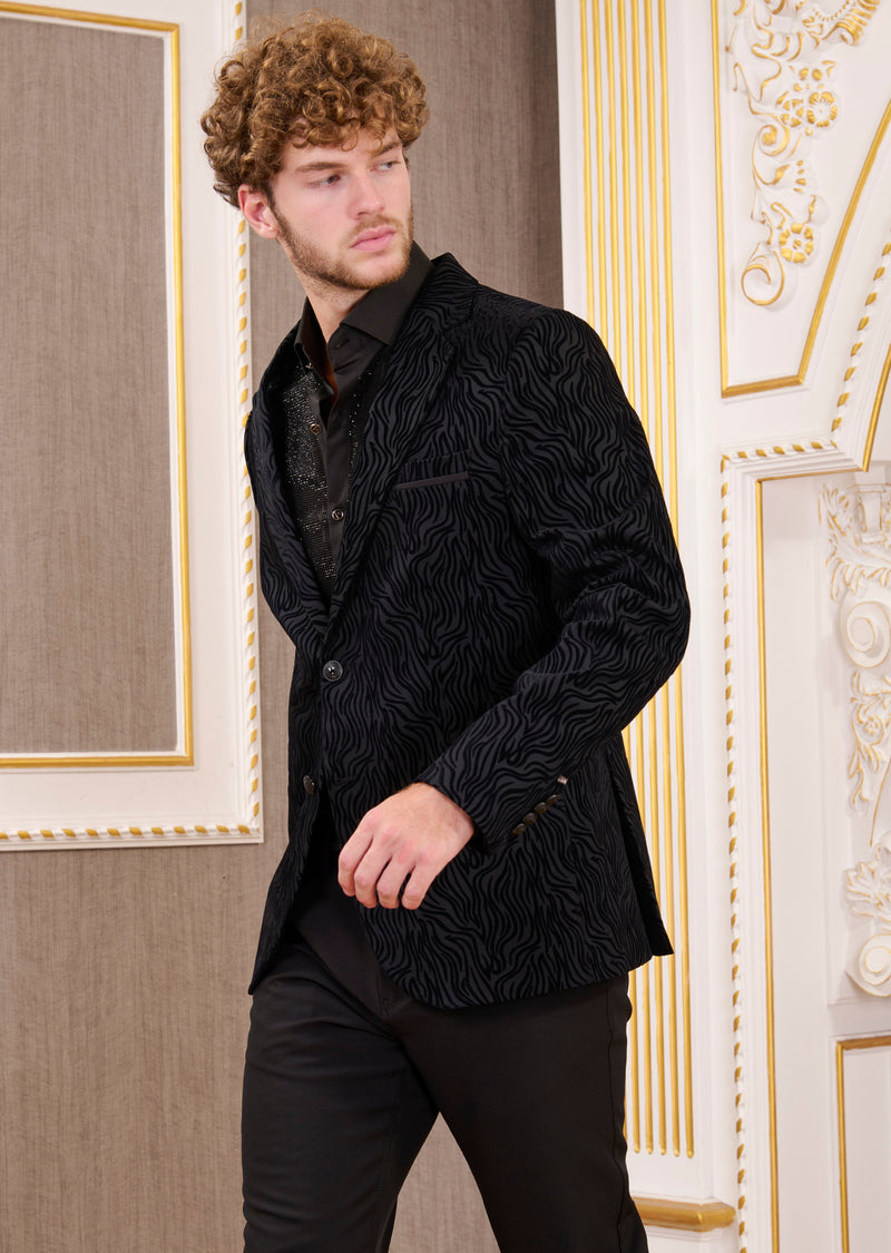 Black Flame Flocked Blazer