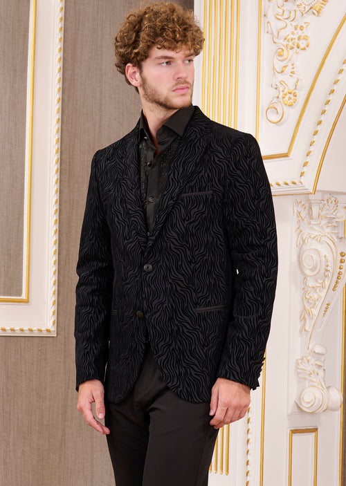 Black Flame Flocked Blazer
