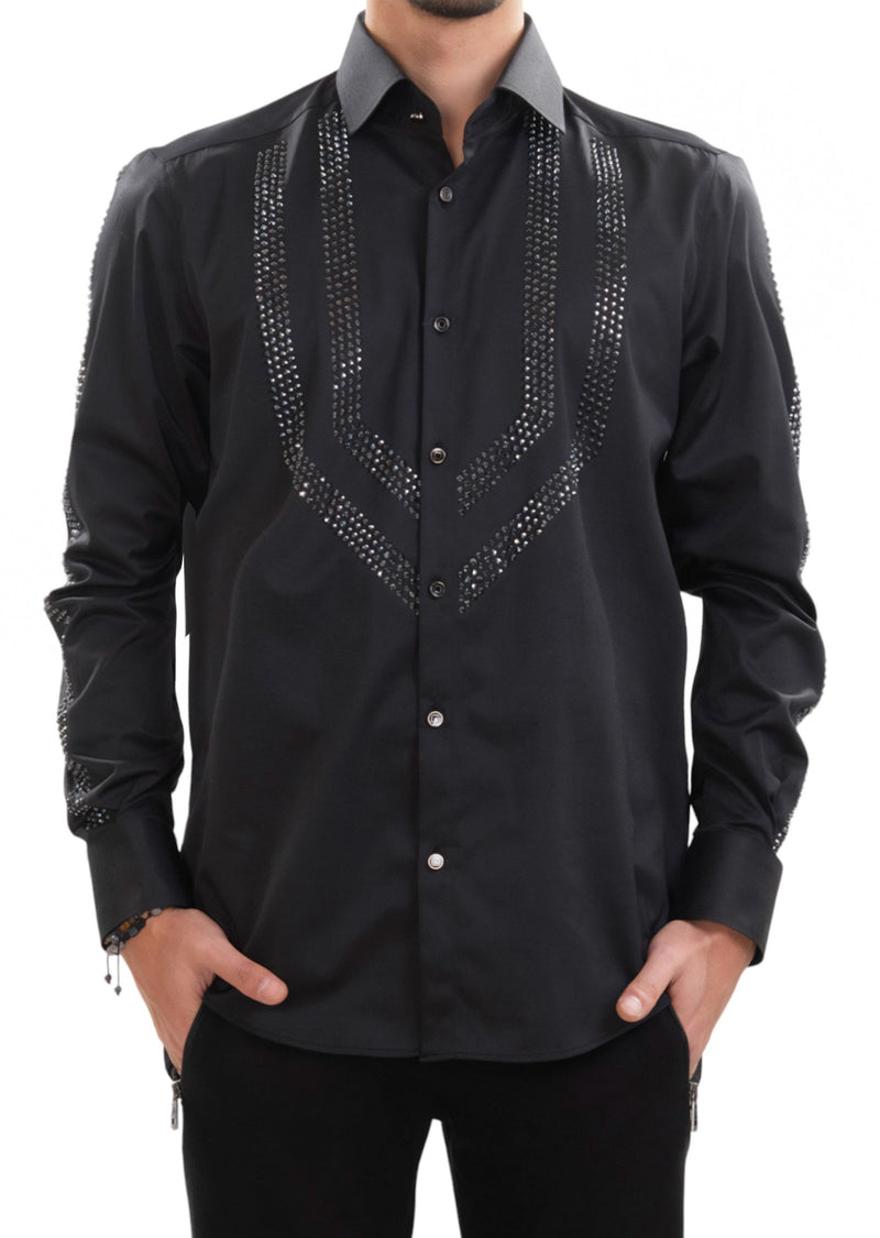 Black Victory Rhinestone Shirt