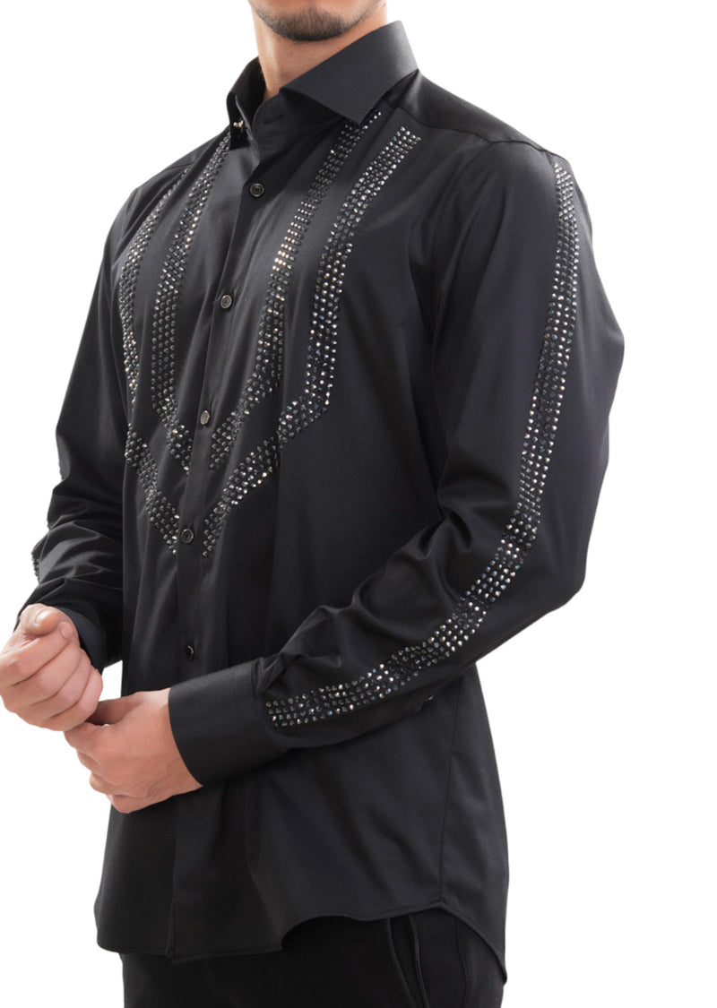 Black Victory Rhinestone Shirt