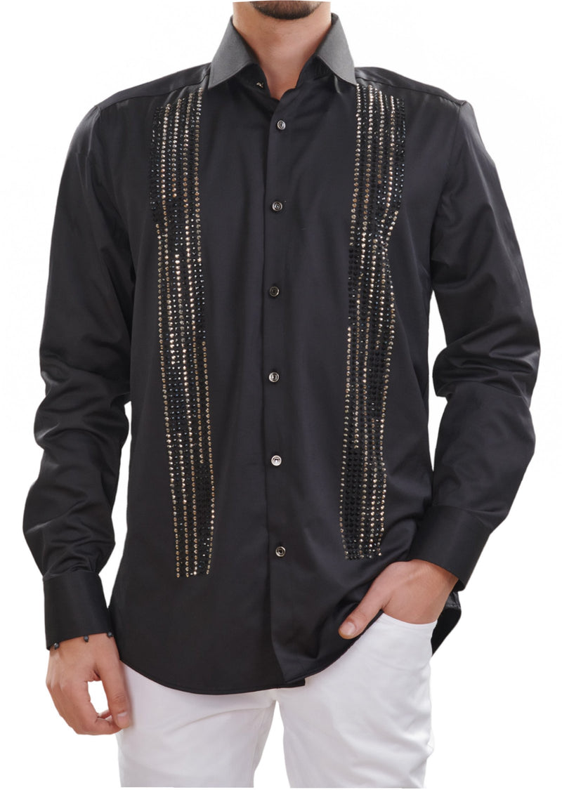 Black Double Side Rhinestone Shirt