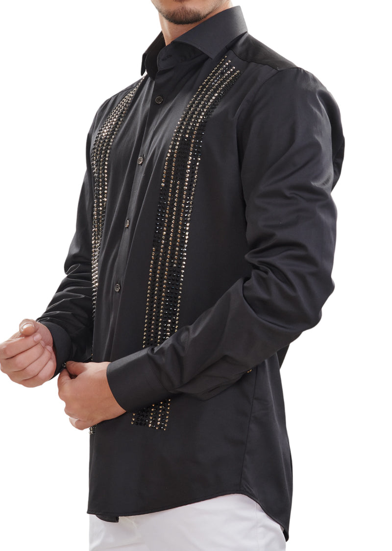 Black Double Side Rhinestone Shirt