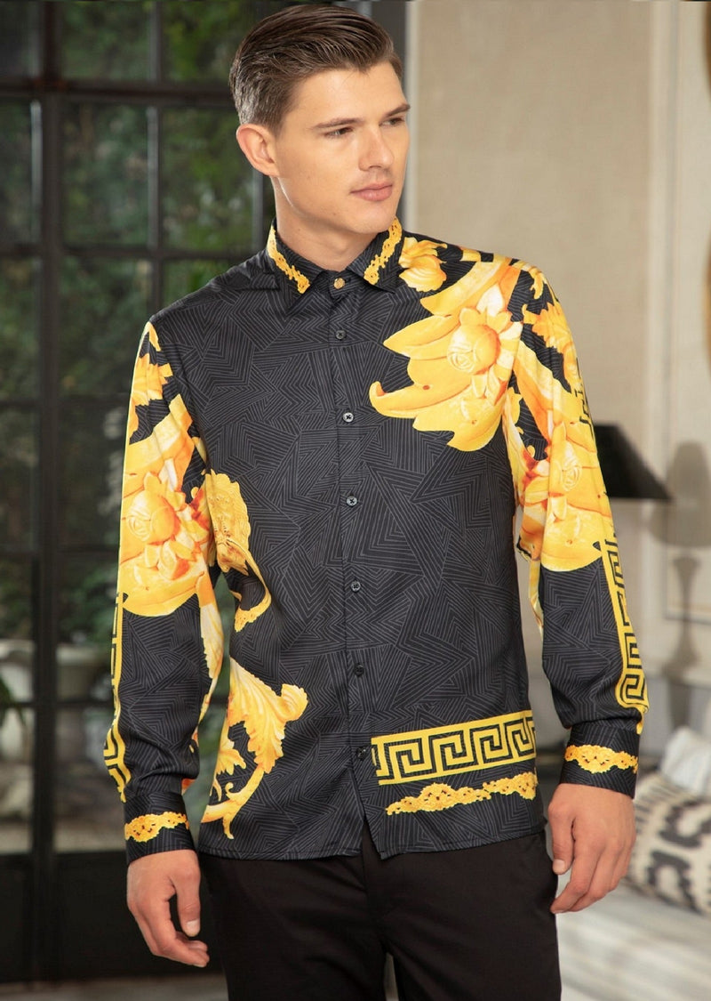 Black Gold Geo Silky Shirt