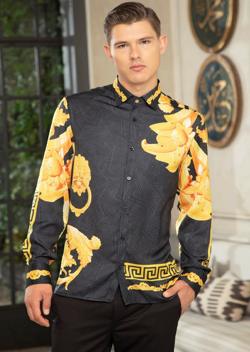 Black Gold Geo Silky Shirt