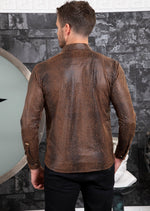 Brown Alligator Suede Print Shirt