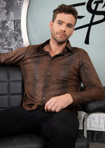 Brown Alligator Suede Print Shirt