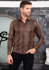 Brown Alligator Suede Print Shirt