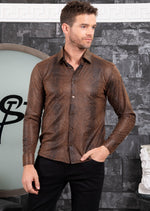 Brown Alligator Suede Print Shirt