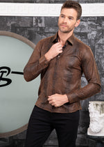 Brown Alligator Suede Print Shirt