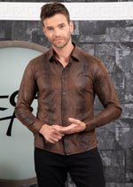 Brown Alligator Suede Print Shirt