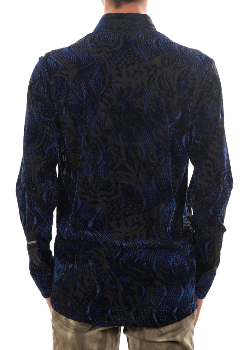 Blue Wave Crush Velvet Shirt