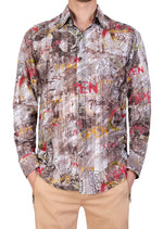 Brown Graffiti Art Lace Shirt