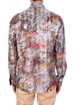 Brown Graffiti Art Lace Shirt