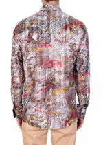 Brown Graffiti Art Lace Shirt