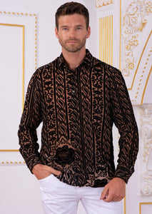 Gold Vintage Burnout Velvet Shirt