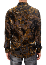 Black Gold Paisley Velvet Shirt