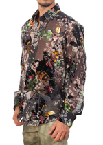 Green Floral Sheer Velvet Shirt