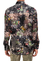 Green Floral Sheer Velvet Shirt