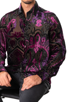 Purple Motif Velvet Sheer Shirt