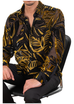 Gold Palm Velvet Sheer Shirt
