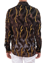 Brown Gold Foil Velvet Sheer Shirt