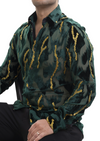 Green Gold Foil Velvet Sheer Shirt