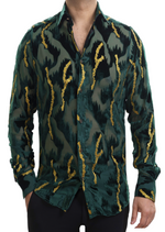 Green Gold Foil Velvet Sheer Shirt