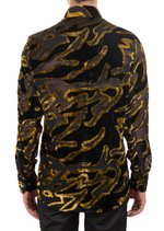 Black Gold Abstract Velvet Shirt