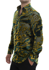 Green Gold Abstract Velvet Shirt