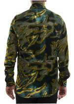 Green Gold Abstract Velvet Shirt