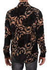 Black Baroque Leaf Velvet Shirt