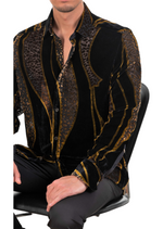 Black Mosaic Wave Velvet Shirt