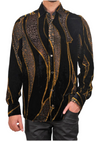 Black Mosaic Wave Velvet Shirt