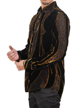 Black Mosaic Wave Velvet Shirt