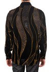 Black Mosaic Wave Velvet Shirt