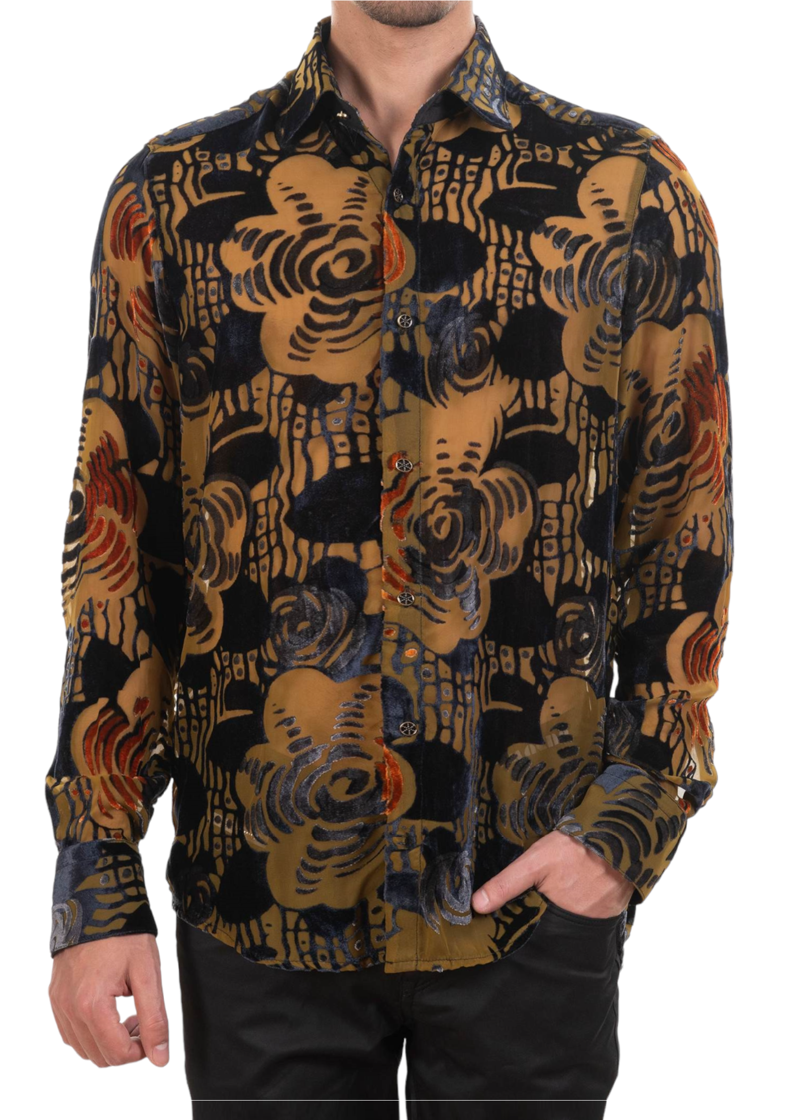 Brown Orange Floral Velvet Shirt – MONDO Menswear