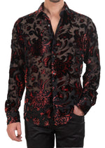 Red Baroque Vintage Velvet Shirt