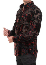 Red Baroque Vintage Velvet Shirt