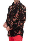 Red Baroque Leaf Velvet Shirt