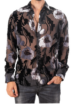 Gray Bloom Burnout Velvet Shirt