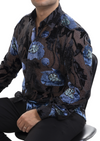 Black Blue "Bloom" Velvet Shirt