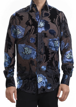 Black Blue "Bloom" Velvet Shirt