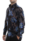 Black Blue "Bloom" Velvet Shirt