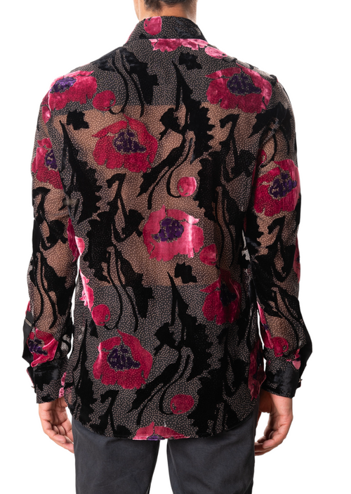 Black Pink "Bloom" Velvet Shirt
