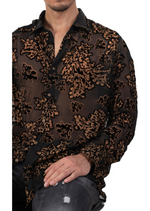 Black Gold Leaves Velvet Shirt