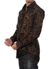 Black Gold Leaves Velvet Shirt