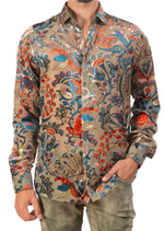 Beige Paisley Velvet Sheer Shirt