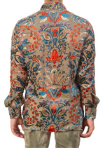 Beige Paisley Velvet Sheer Shirt