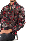 Red Paisley Velvet Sheer Shirt